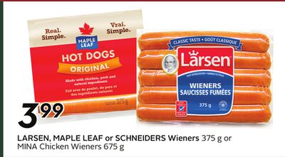 LARSEN, MAPLE LEAF or SCHNEIDERS Wieners 3