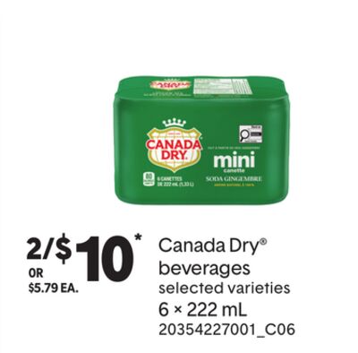 CANADA DRY® BEVERAGES, 6 × 222 mL