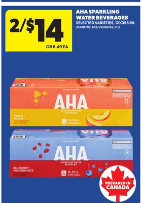 AHA SPARKLING WATER BEVERAGES, 12X355 ML