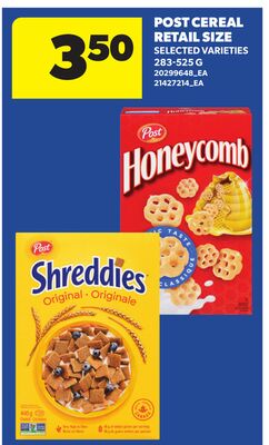 POST CEREAL RETAIL SIZE, 283-525 G