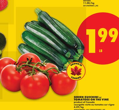 GREEN ZUCCHINI or TOMATOES ON THE VINE