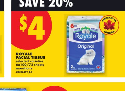 ROYALE FACIAL TISSUE, 6x100/72 SHEETS