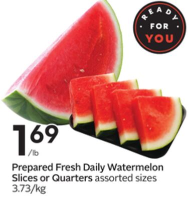 Prepared Fresh Daily Watermelon Slices or Quarters