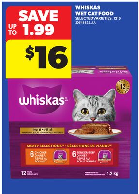 WHISKAS WET CAT FOOD, 12'S