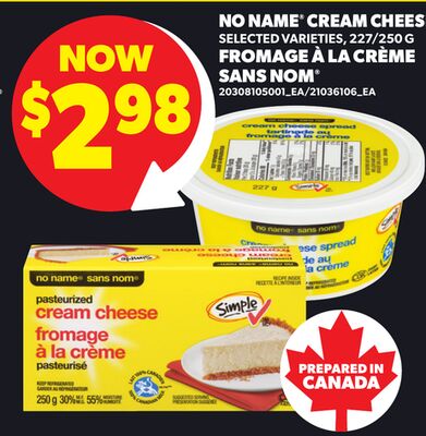 NO NAME® CREAM CHEESE, 227/250 G