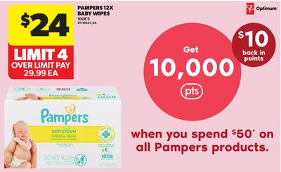 PAMPERS 12X BABY WIPES, 1008'S