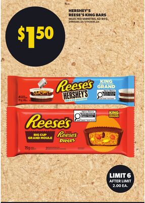HERSHEY'S REESE'S KING BARS, 62-65 G