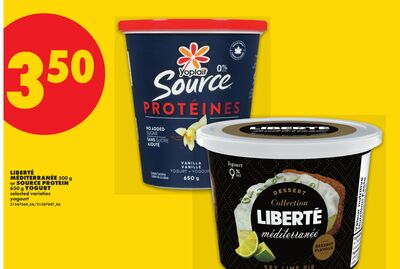 LIBERTÉ MÉDITERRANÉE 500 g or SOURCE PROTEIN 650 g YOGURT