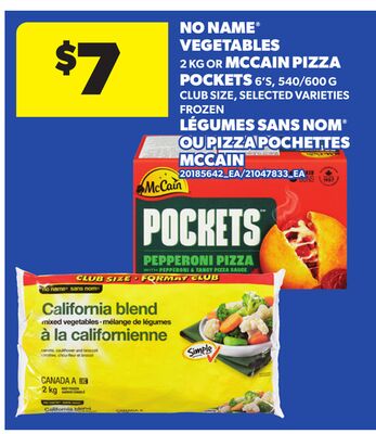 NO NAME® VEGETABLES, 2 KG OR MCCAIN PIZZA POCKETS, 6'S, 540/600 G