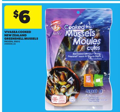 VIVASEA COOKED NEW ZEALAND GREENSHELL MUSSELS, 500 G