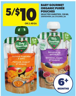 BABY GOURMET ORGANIC PURÉE POUCHES, 128 ML