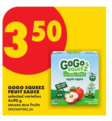 GOGO SQUEEZ FRUIT SAUCE, 4X90 G