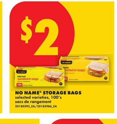 NO NAME® STORAGE BAGS, 100's