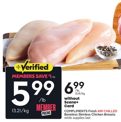COMPLIMENTS Fresh AIR-CHILLED Boneless Skinless Chicken Breasts