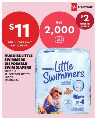 HUGGIES LITTLE SWIMMERS DISPOSABLE SWIM DIAPERS, SIZES 3-6, 17-20'S