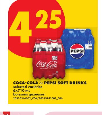 COCA-COLA OR PEPSI SOFT DRINKS, 6x710 ML