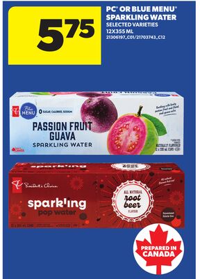 PC® OR BLUE MENU® SPARKLING WATER, 12X355 ML