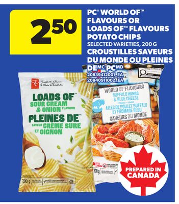 PC® WORLD OF™ FLAVOURS OR LOADS OF™ FLAVOURS POTATO CHIPS, 200 G