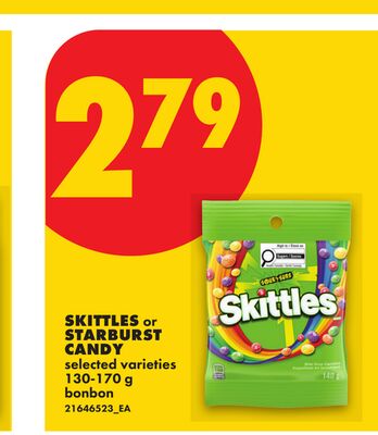 SKITTLES OR STARBURST CANDY, 130-170 g
