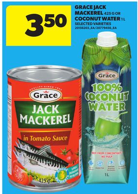 GRACE JACK MACKEREL, 425 G OR COCONUT WATER, 1 L