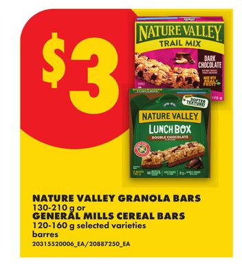 NATURE VALLEY GRANOLA BARS, 130-210 G OR GENERAL MILLS CEREAL BARS, 120-160 G