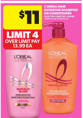 L'ORÉAL HAIR EXPERTISE SHAMPOO OR CONDITIONER, 828 ML