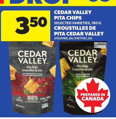 CEDAR VALLEY PITA CHIPS, 180 G