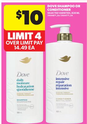 DOVE SHAMPOO OR CONDITIONER, 828 ML