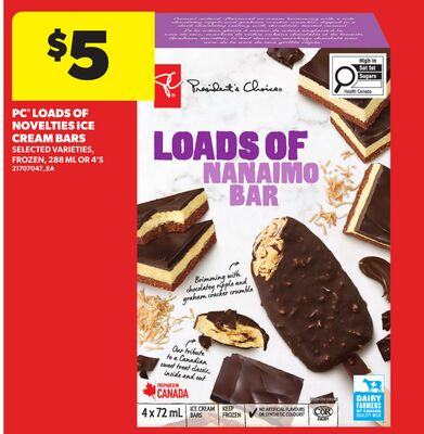 PC® LOADS OF NOVELTIES ICE CREAM BARS, 288 ML OR 4'S