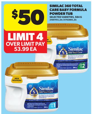 SIMILAC 360 TOTAL CARE BABY FORMULA POWDER TUB, 584 G