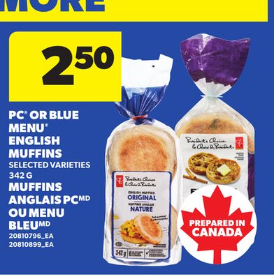 PC® OR BLUE MENU® ENGLISH MUFFINS, 342 G