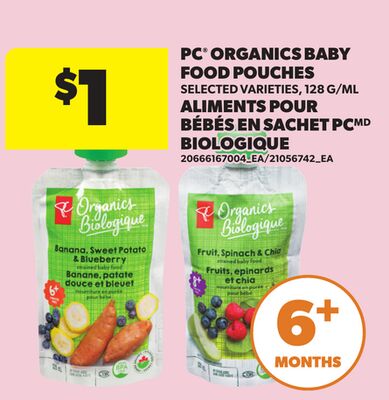 PC® ORGANICS BABY FOOD POUCHES, 128 G/ML