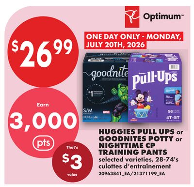 HUGGIES PULL UPS or GOODNITES POTTY or NIGHTTIME CP TRAINING PANTS, , 28-74's