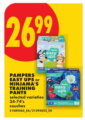 PAMPERS EASY UPS OR NINJAMA'S TRAINING PANTS, 34-74'S