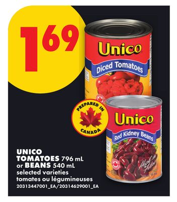 UNICO TOMATOES, 796 mL or BEANS, 540 mL