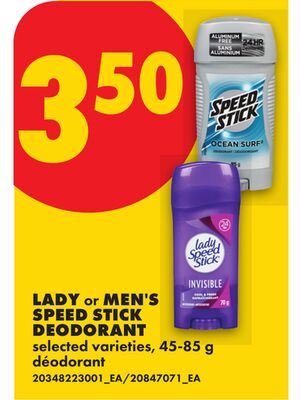 LADY OR MEN'S SPEED STICK DEODORANT 45-85 G