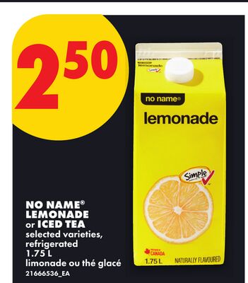 NO NAME® LEMONADE or ICED TEA, 1.75 L