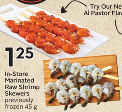 In-Store Marinated Raw Shrimp Skewers
