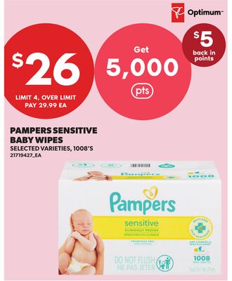 PAMPERS SENSITIVE BABY WIPES, 1008'S