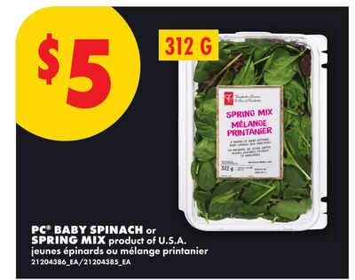 PC® BABY SPINACH OR SPRING MIX, 321 G