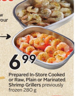 Prepared In-Store Cooked or Raw, Plain or Marinated Shrimp Grillers