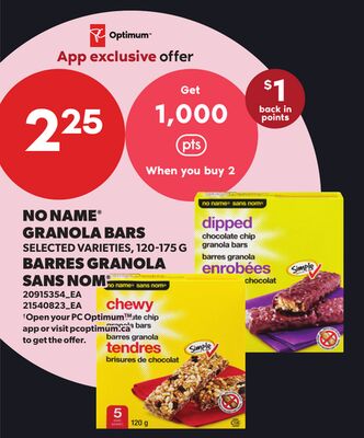 NO NAME® GRANOLA BARS, 120-175 G