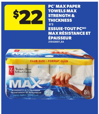 PC® MAX PAPER TOWELS MAX STRENGTH & THICKNESS, 8'S