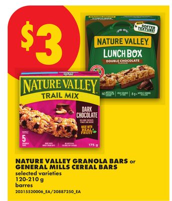 NATURE VALLEY GRANOLA BARS OR GENERAL MILLS CEREAL BARS, 120-210 G