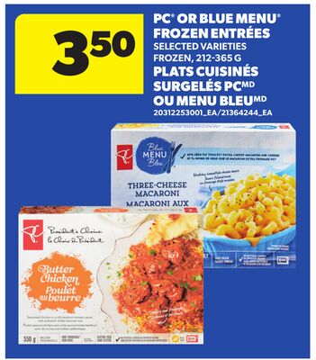 PC® OR BLUE MENU® FROZEN ENTRÉES, 212-365 G