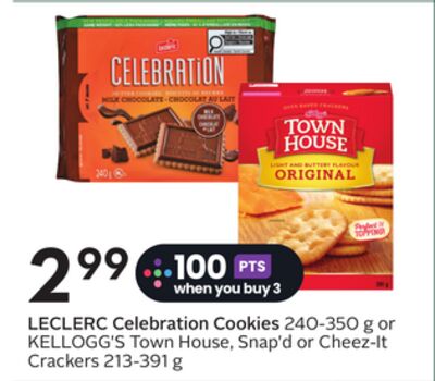 LECLERC Celebration Cookies 240-350 g or KELLOGG'S Town House, Snap'd or Cheez-It Crackers 213-391 g