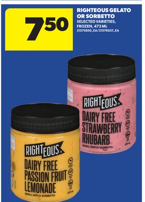 RIGHTEOUS GELATO OR SORBETTO, 473 ML