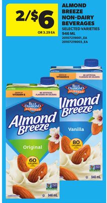 ALMOND BREEZE NON-DAIRY BEVERAGES, 946 ML