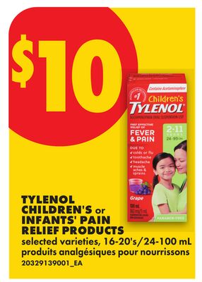 TYLENOL CHILDREN'S or INFANTS' PAIN RELIEF PRODUCTS, 16-20's/24-100 mL