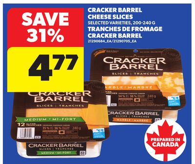 CRACKER BARREL CHEESE SLICES, 200-240 G